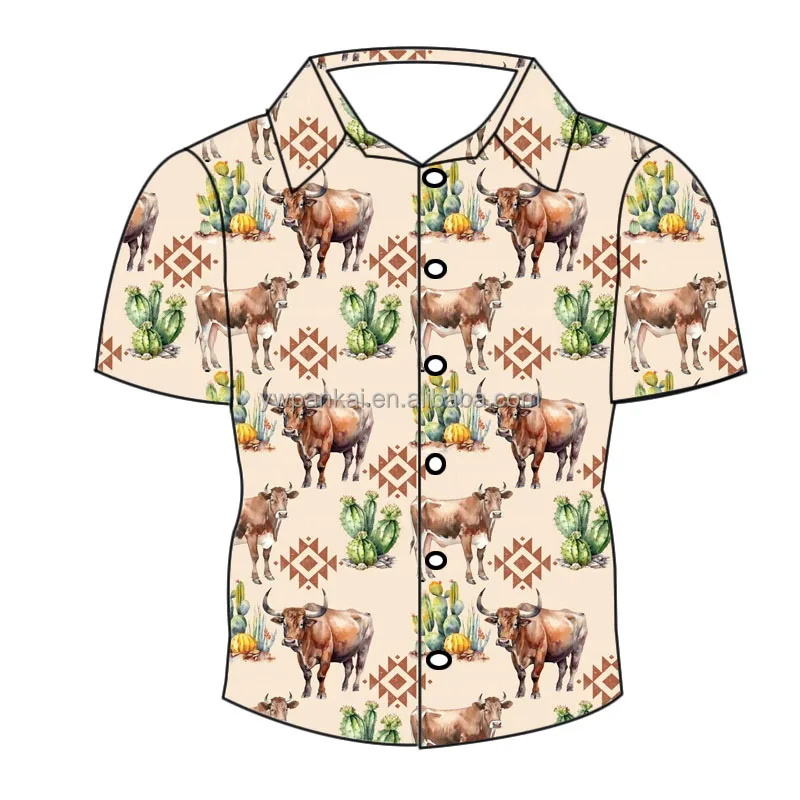 Customized baby boys fashion short sleeve shirts children comfortable tops summer boutique clothes