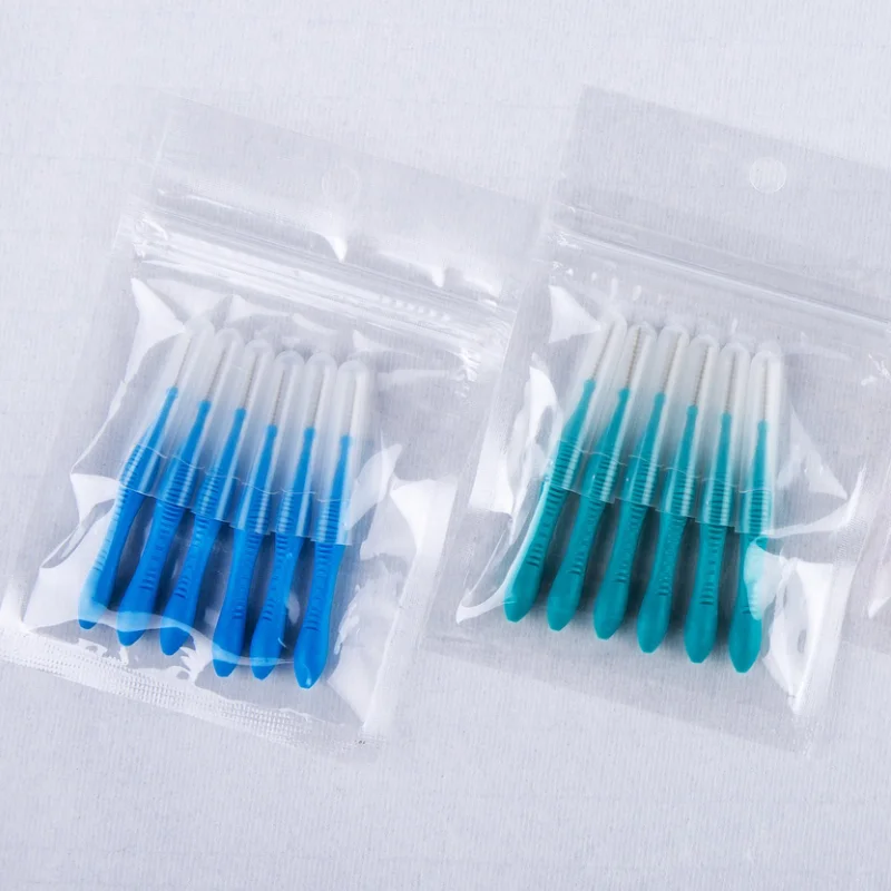 Round tip EVA interdental brush for deep cleaning in home oral care.