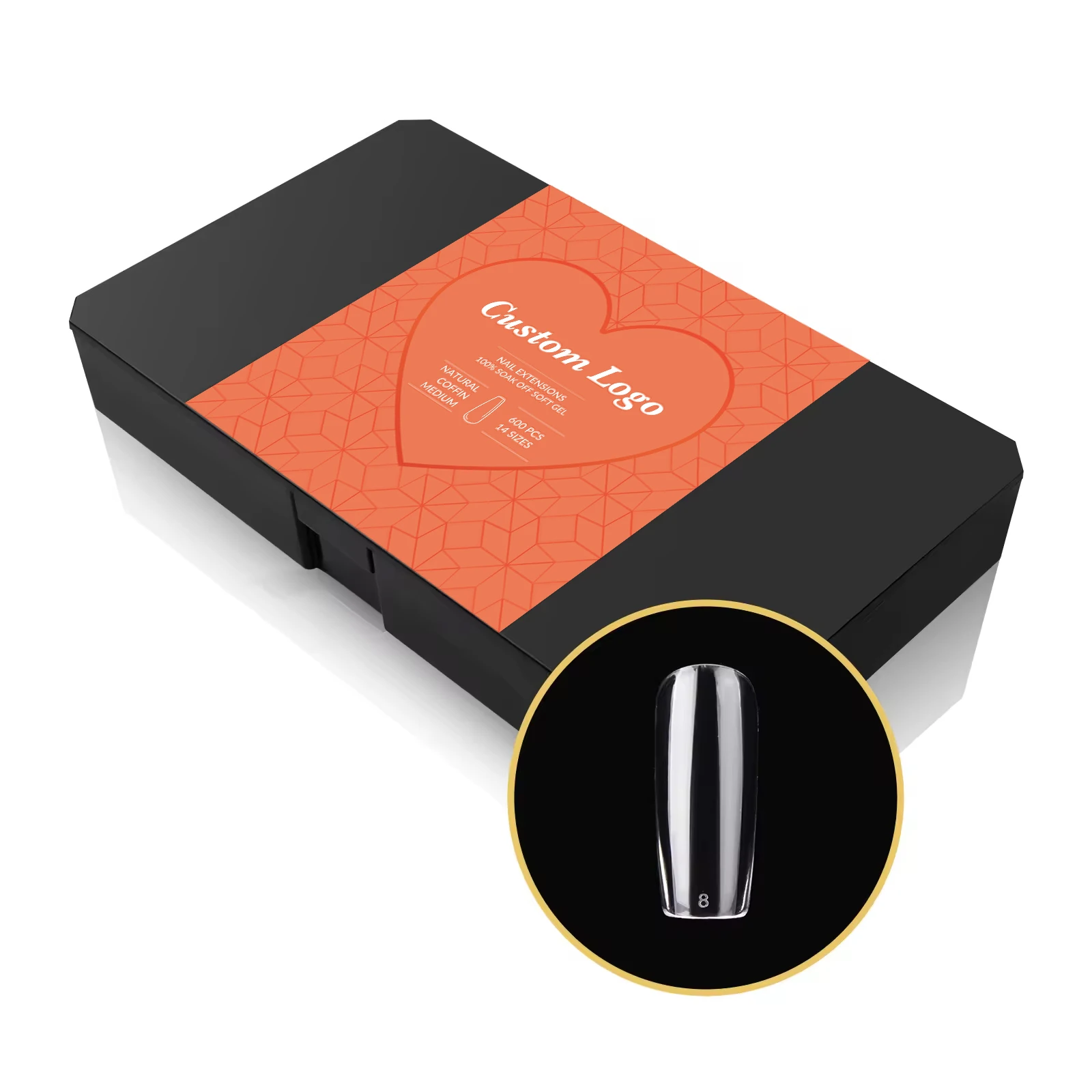 2024 High Quality White Glitter Tip Acrylic Nails Private Label OEM Soft Gel Straight Nails Tips For Acrylic