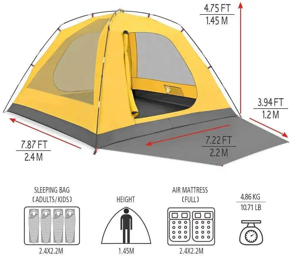 5-6 Person Camping Tent High Quality Automatic Outdoor Tent Waterproof Trailer Tent