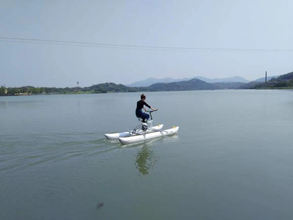 Custom Inflatable Water Pedal Bike Boat Water Sports Equipment Inflatable Floating Pedal Bicycle sea cycle water bike for Sale