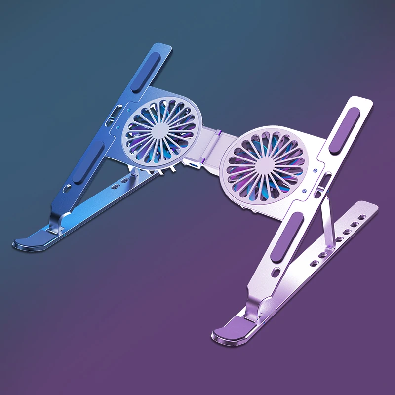 2022 New Arrival Foldable Notebook Cooler Stand Fan USB 7 Level Adjustable Aluminum Ergonomic Laptop Cooling Pads