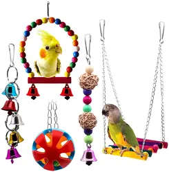 Bird Swing Chewing Toys- Parrot Hammock Bell Toys Suitable for Small Parakeets