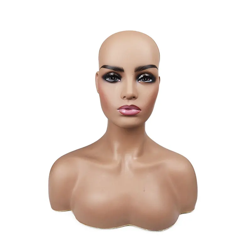
Wholesale Training Mannequin Head with Shoulders Black Female Wig Head Display 1PC Realistic Half Body Double Shoulders 