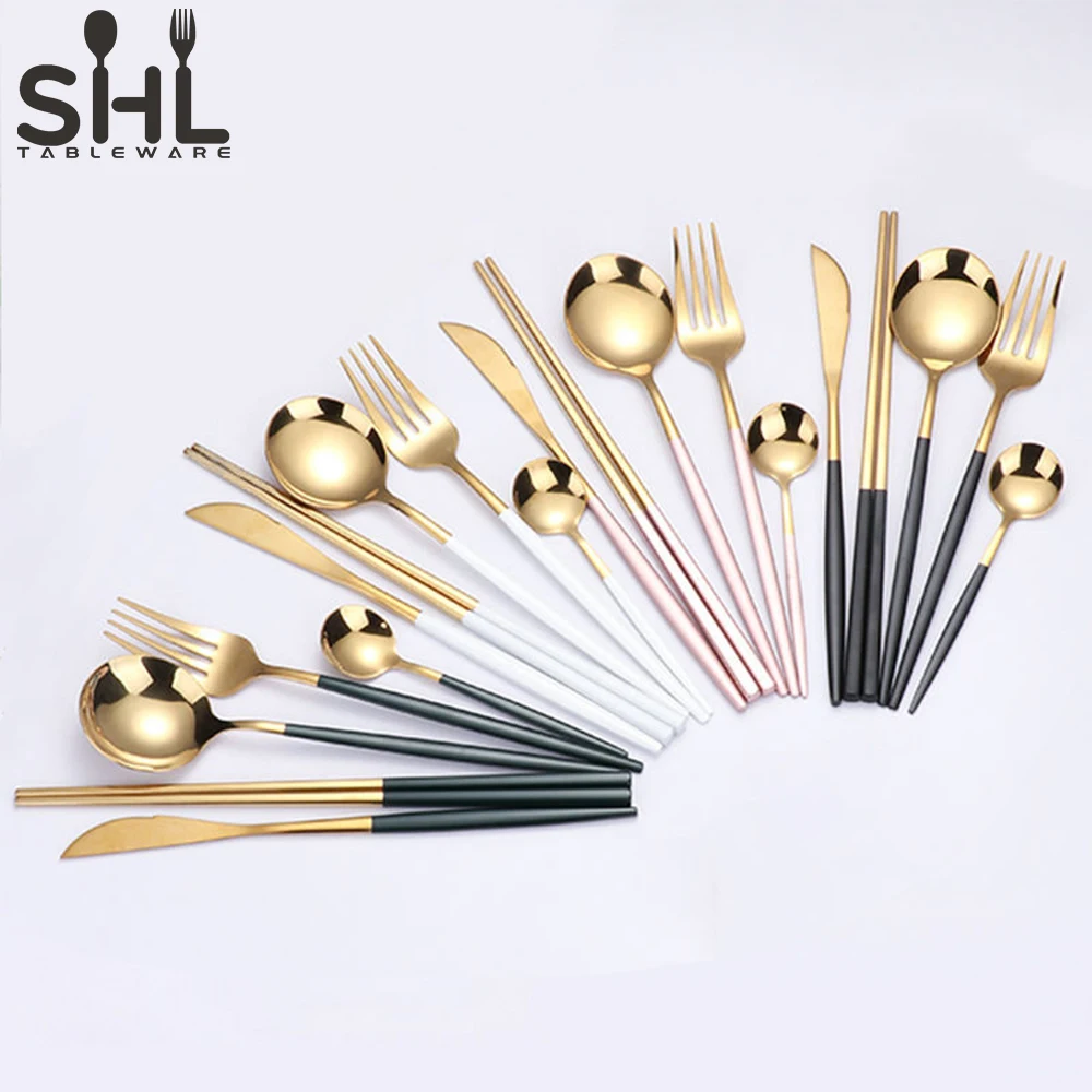 Modern wedding events banquet cutleri stainless steel matt black cutlery set