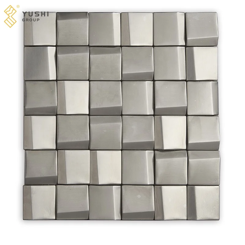 Yushi Group Modern Sliver metal mosaic Polished Floor tiles Living Room Hotel Decoration Stairs Sliver Price Stair Tiles