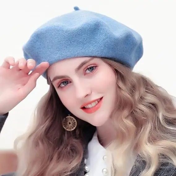 Handmade Embroidery Wool Beret Hat Classic Slouchy Painter Winter Fur Custom Warm Fishing Beach Party Cashmere Berets For Women