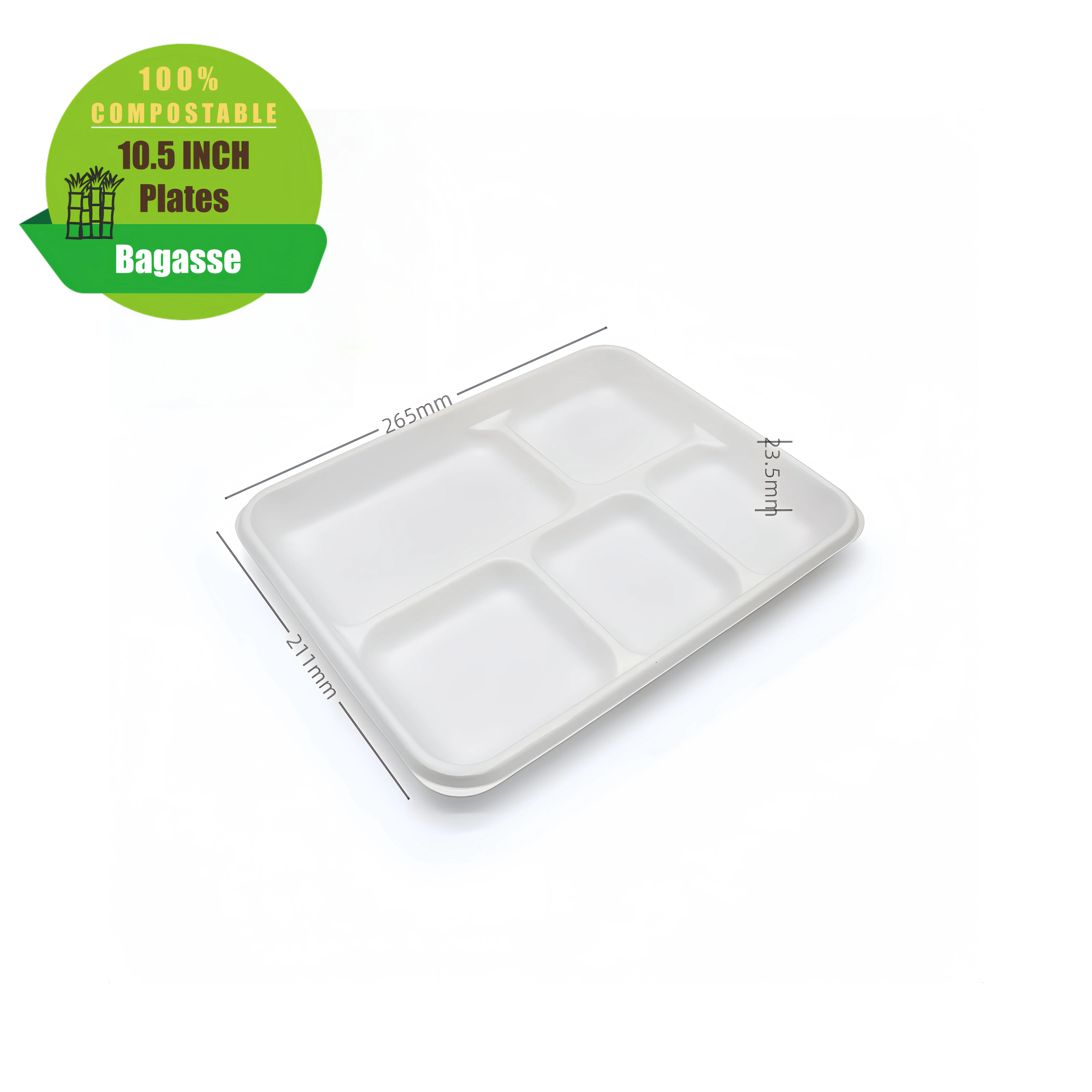 Compostable Biodegradable Sugarcane Sugar Cane Bagasse Bamboo Paper Pulp Party Plate Disposable