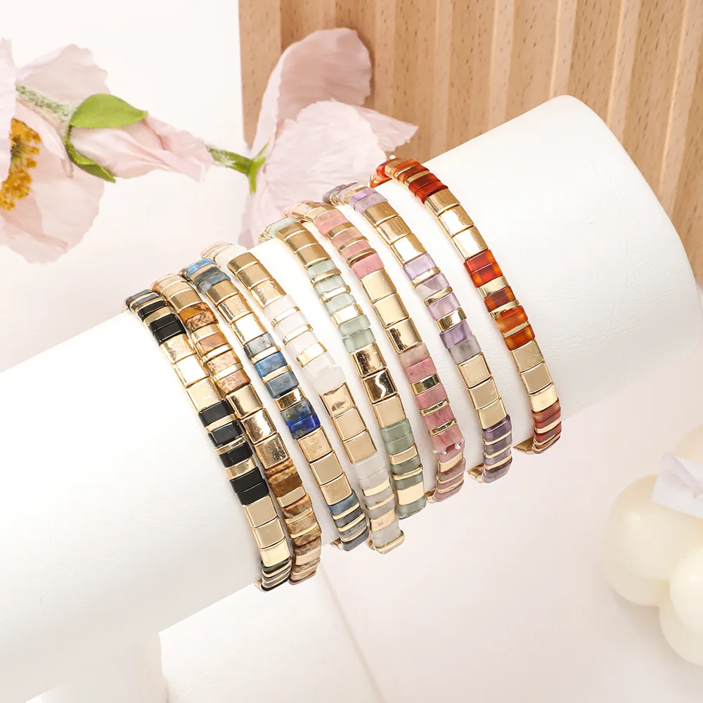 Tila Pearl Retro Bohemian Bracelet Fashionable handmade colored bead elastic bracelet for couples Non fading waterproof jewelry