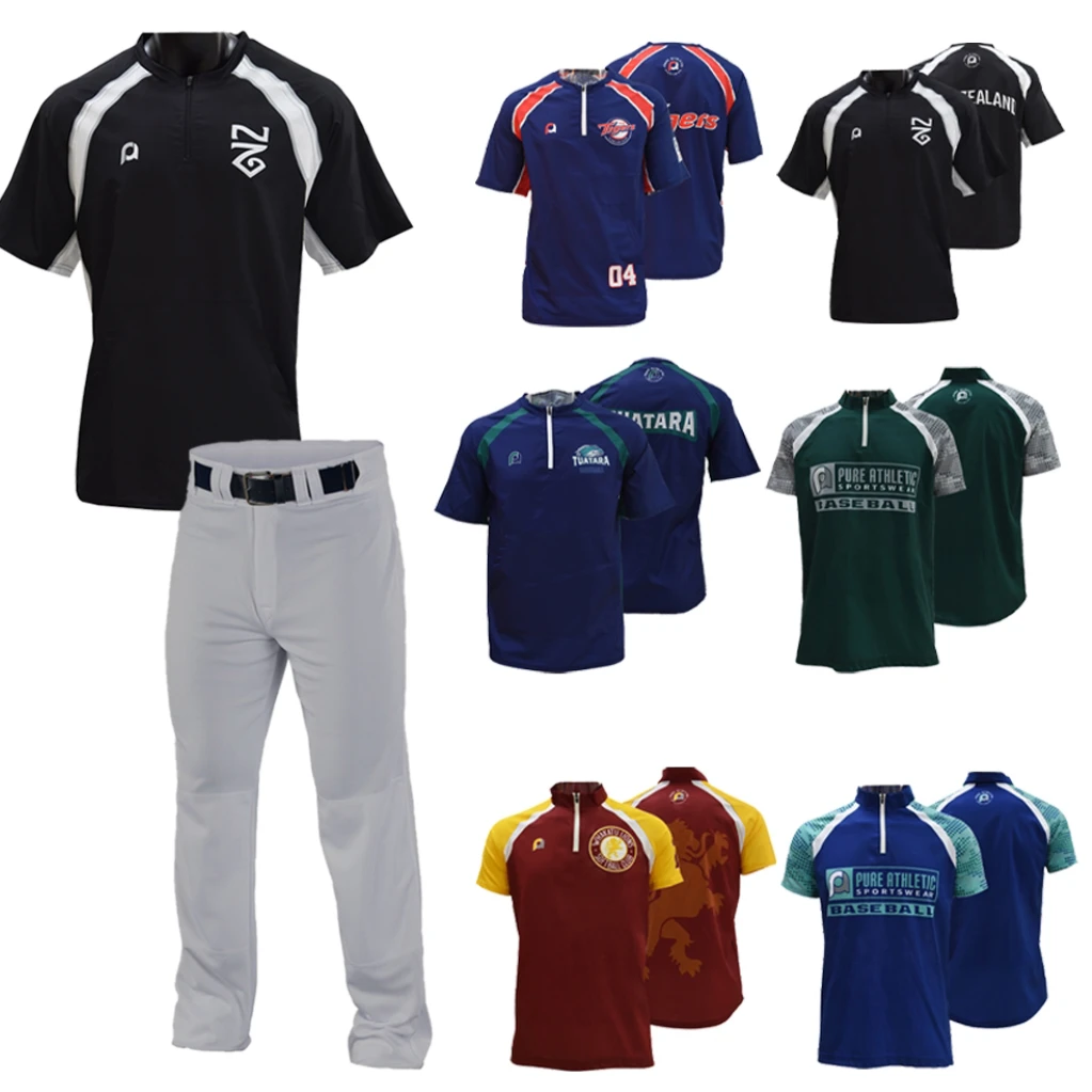 Custom baseball jerseys baseball & softball wear 1/4 zip batting jacket cage jacket club baseball uniform shirt pants