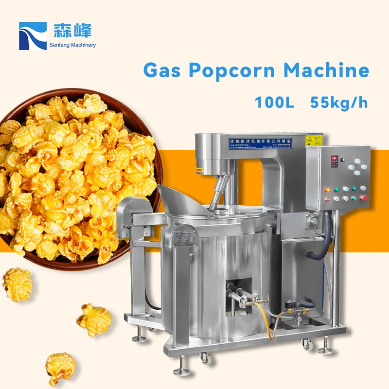 China Full Automatic Popcorn Production Line Caramel Corn Pop Machine Industrial Electric Gas Popcorn Making Machine