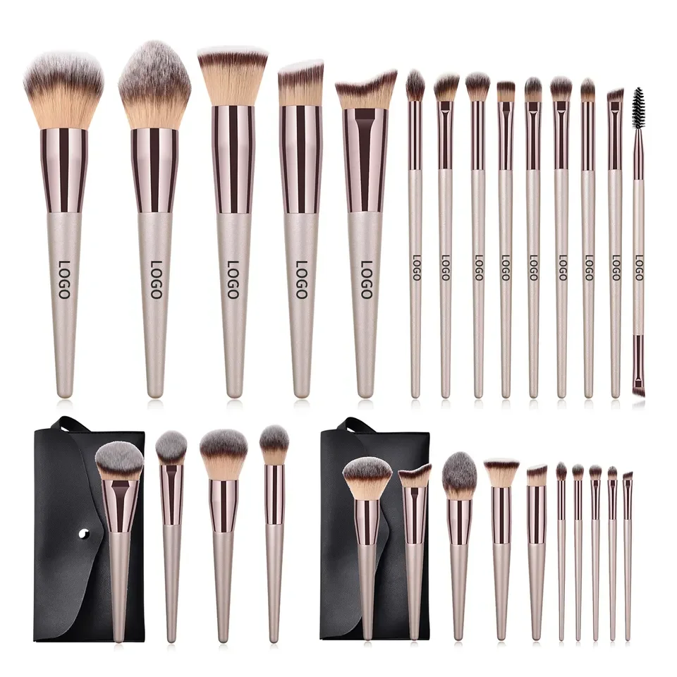Wholesale eye face foundation  makeup brushes set private label black high quality vegan Rose Gold makeup brush set