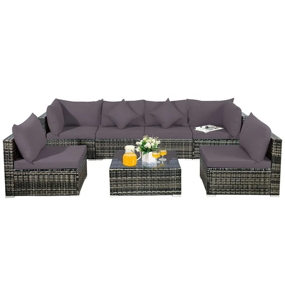 Outdoor Furniture All Weather Garden Rattan Furniture Wicker Outdoor Rattan Sofa Sectional Patio Corner Sofa Set