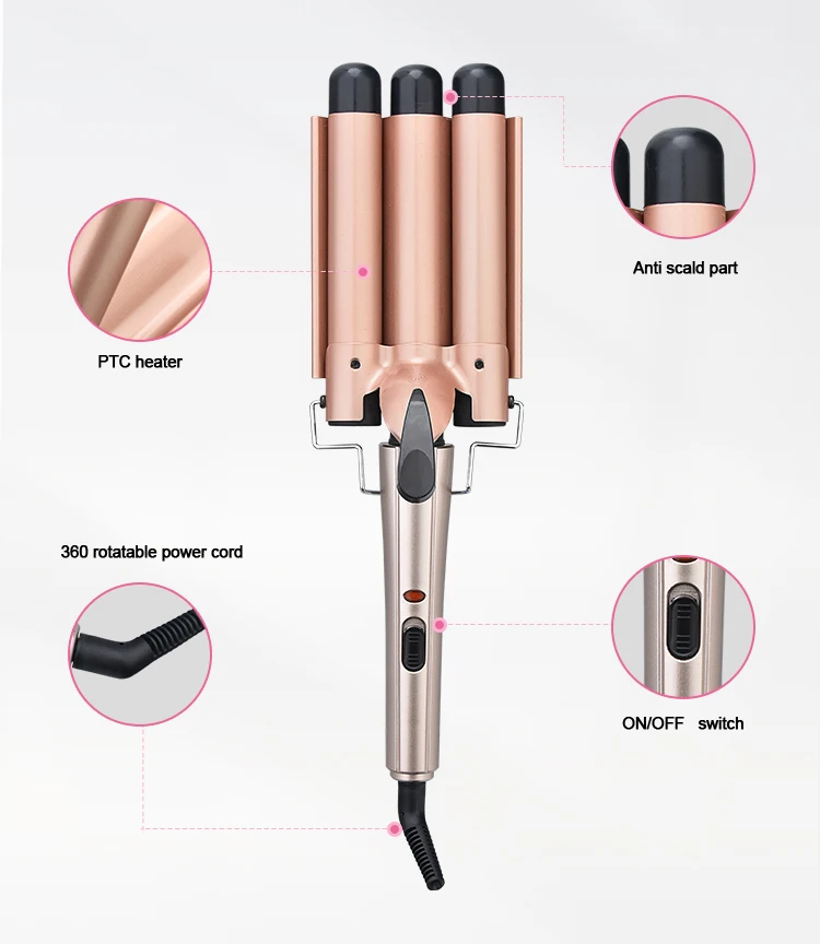 Wenzhou SHENYUAN on off Heat Up Quickly Hair Waver 3 Barrel Iron Hair Curler