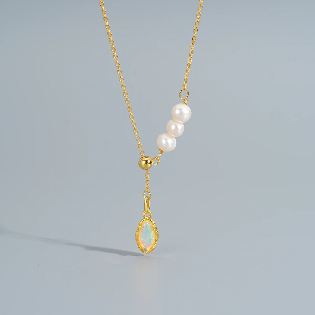 DQ1381N винтажное уникальное дизайнерское 925 Ожерелье из стерлингового серебра с опалом Женское пресноводного жемчуга