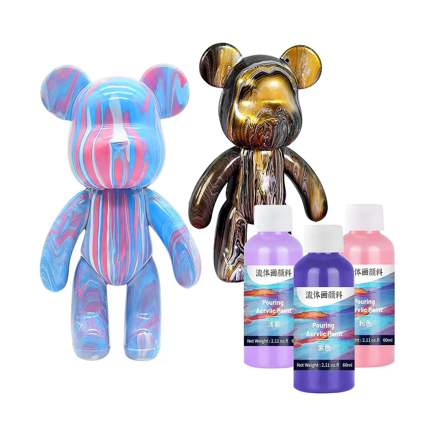 Wholesale Acrylic pouring paint set with acrylic paint bear and tools