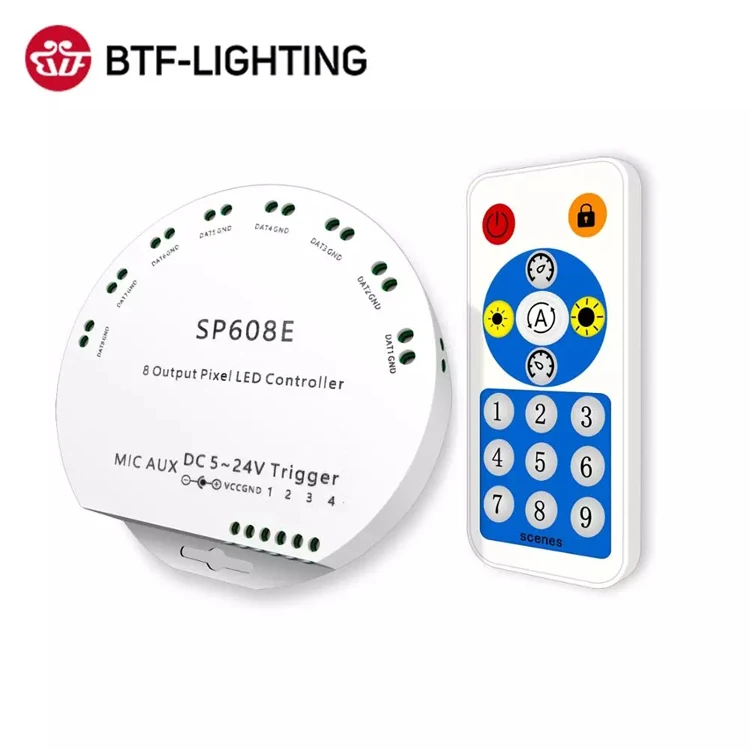 2400IC Multi Channel SPI Blue Tooth Grouping Individual Digital Led Strip Addressable Pixel Led Controller SP602E
