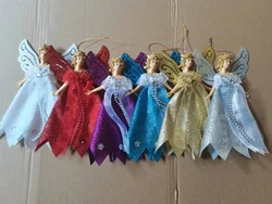 Christmas angels treetop decoration Hanging Angel Doll Ornaments Angel Princess for Christmas Tree Pendant With Silver Wings