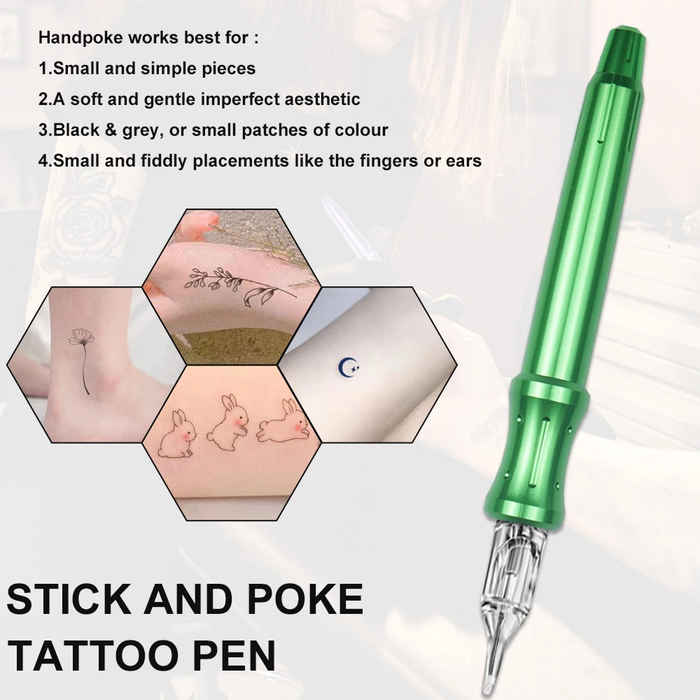 2022 Новый Lauched ручной Poke-ручка для нанесения татуировок металлический комплект с 8 видов цветов чернила начинающих
