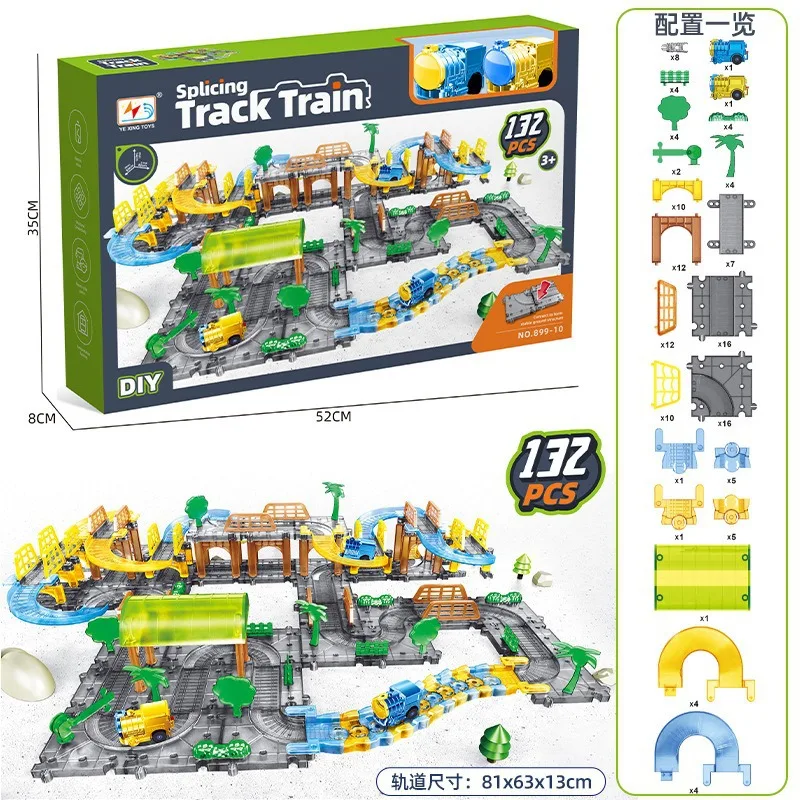 DIY Puzzle Construction Flexible Assembly Electric Slot Car Race Toys Transparent Splicing Track Train for Kids Children Toys