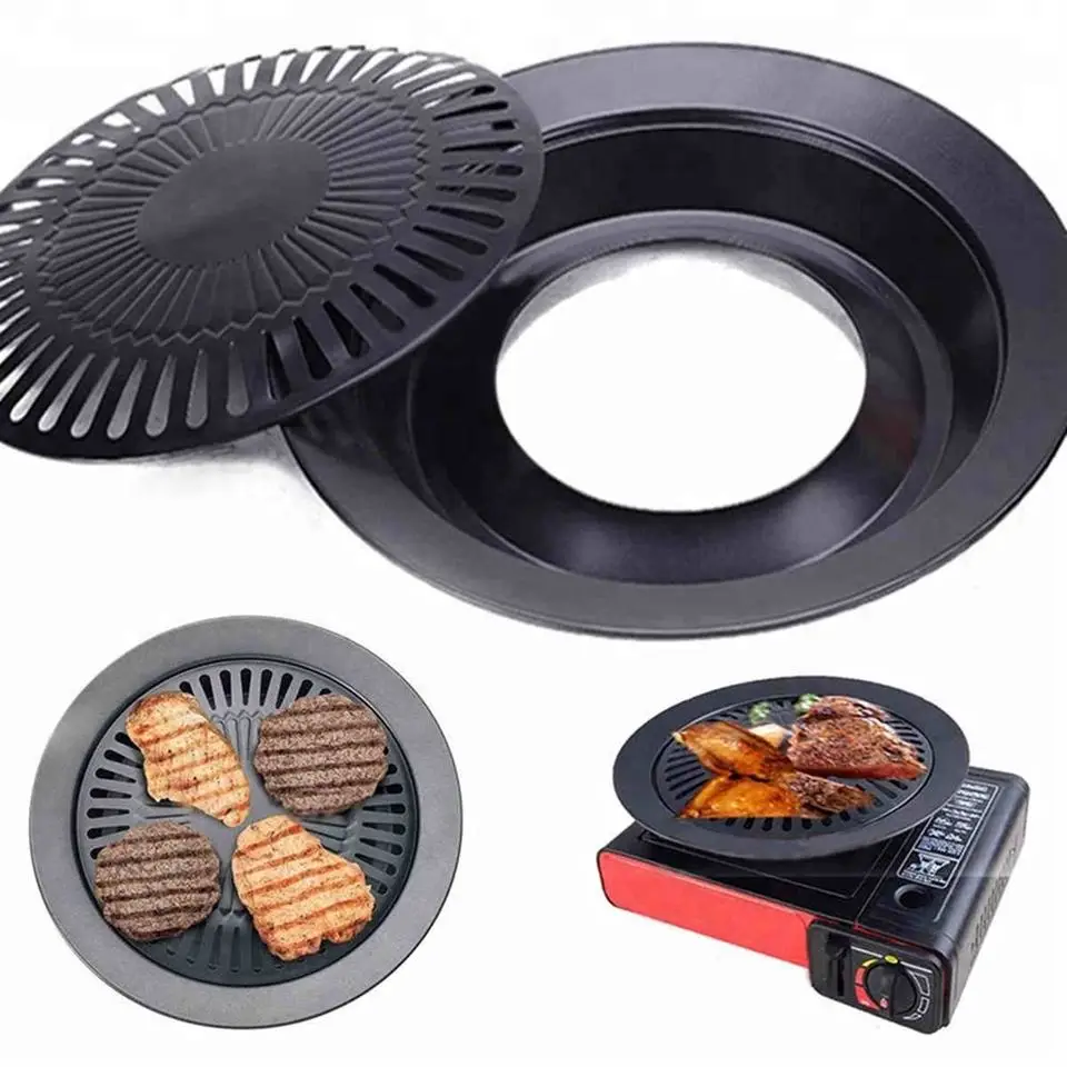 Hot Sale Korean BBQ Grill Pan Baking Plate Easy Clean Non Stick Bakeware  Accept custom order camping bbq plates
