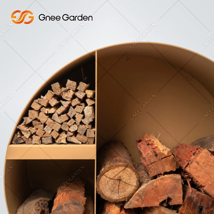 Wood Burning Corten Steel Log Fire Pits With Wood Log Storage