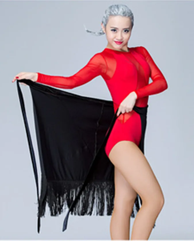 Wholesale Children Women Latin Fringed One Piece Hip Scarf Latin Dance Short Lace-up Hip Scarf