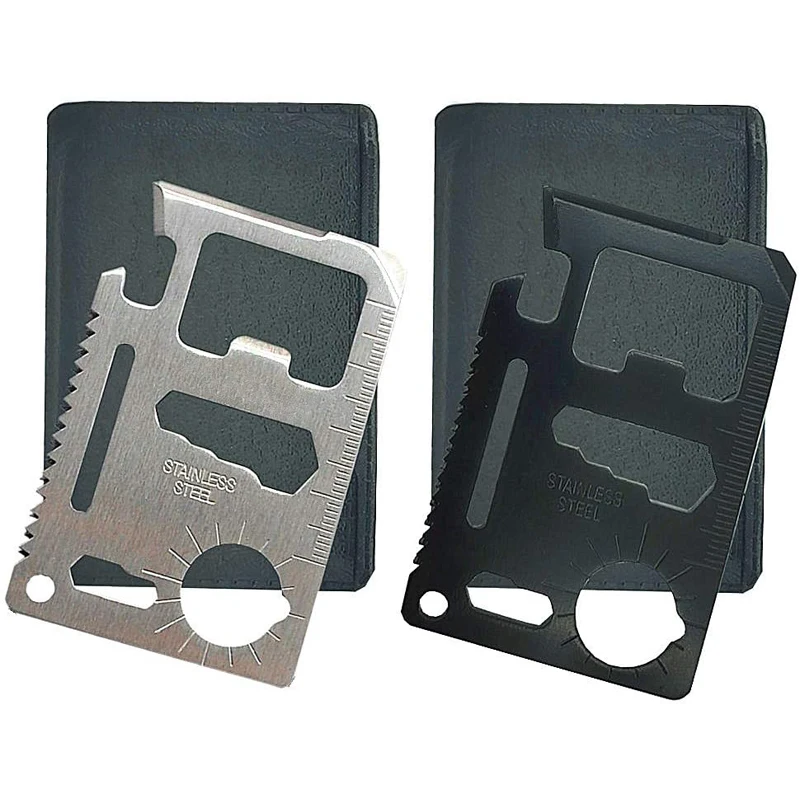 Outdoor EDC 11 in 1 Pocket 420 Stainless Steel Survival Credit Card Beer Opener Survival Card Multi Functional Tool