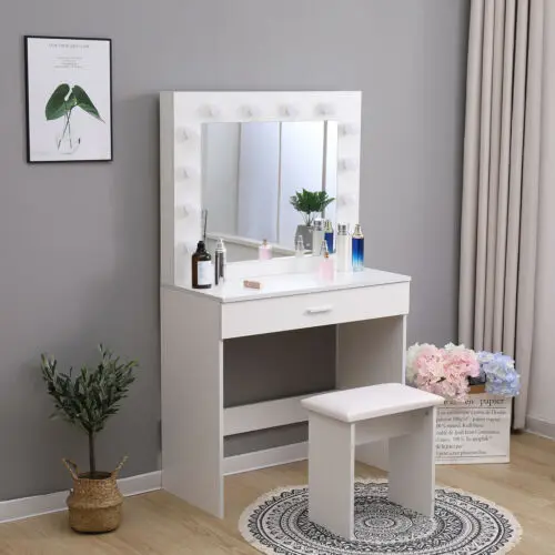 Dropshiping latest french hollywood luxury cheap dressing table  small white gloss dressing table