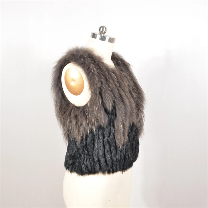New Arrival Hot Selling Plush Raccoon Fur Real Soft Rabbit Fur Short Warm Fur Vest Women Factory Price