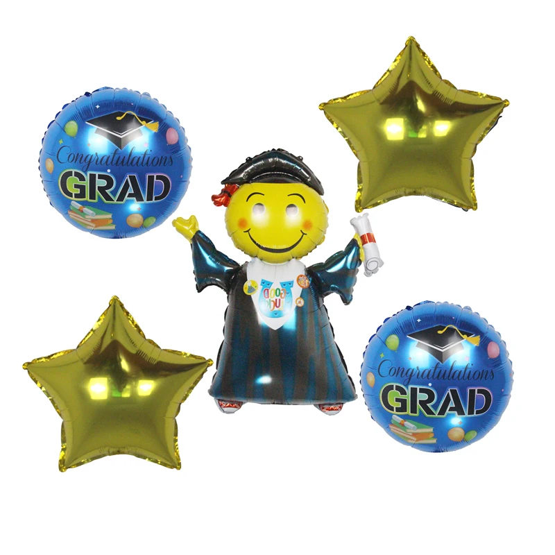 5 Pack Aluminum Graduation Suit Balloons 41 Inch Grad Grad Clothes Round Stars Holiday Supplies Welcome Party Decorations