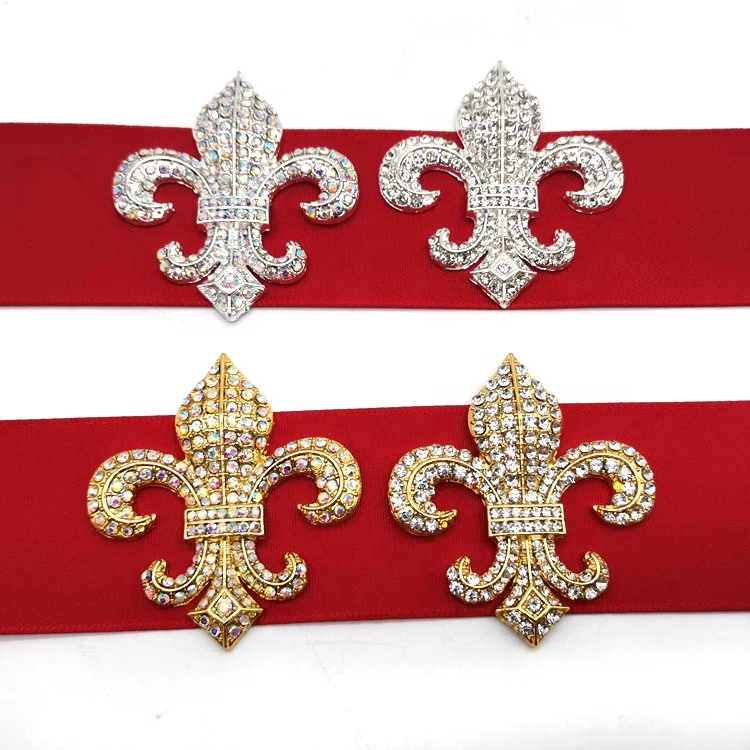 wholesale flatback rhinestone fleur de lis brooch