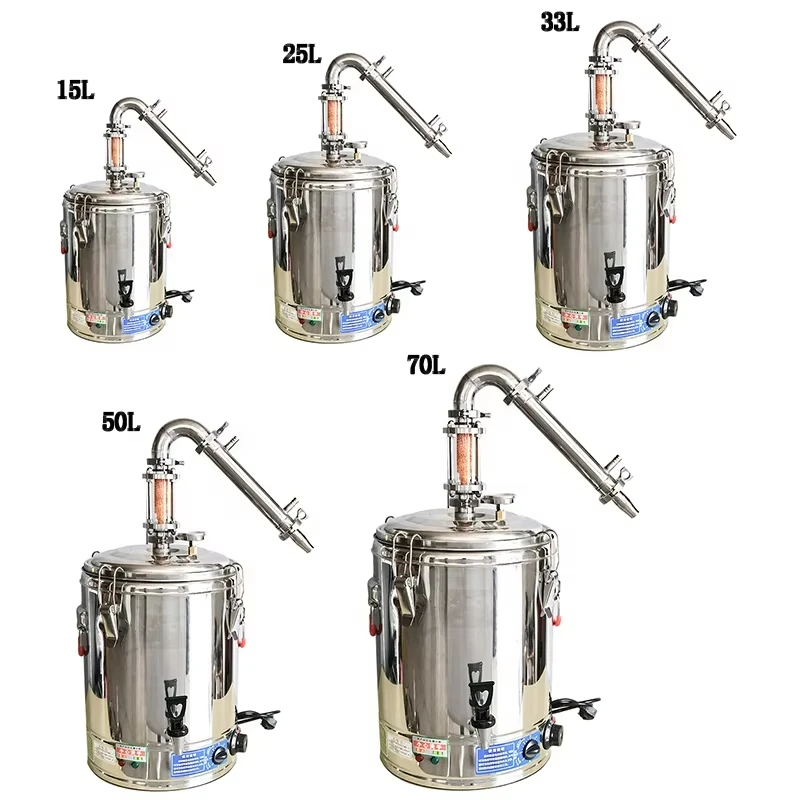 15L 50L 70L Customizable size stainless steel still tank boiler Copper alcohol distiller