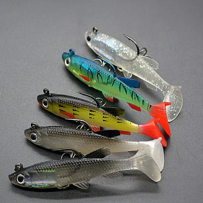 LCFC Manufacture wholesale T-tail 8cm/14g two hook PVC soft bait custom fishing soft lure