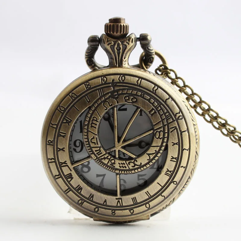 Classic Bronze vintage Men Women Compass Pocket watch