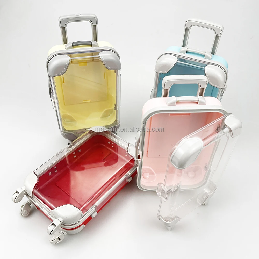 2022 Private Label Logo Lip Gloss Set Package Cute Mini Luggage Suitcase 3d Mink Eyelash Packaging Case 25mm Eyelashes Box