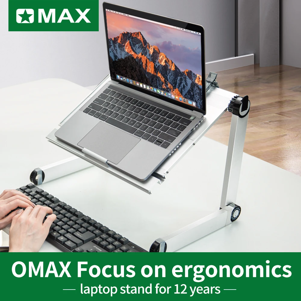 Adjustable Laptop Stand Desk Mouse Pad, Ergonomics Design Bed Tray Book Stand, Aluminum Portable Foldable Laptop Table