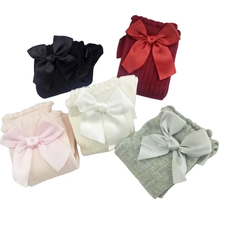 Высококачественные хлопковые индивидуальные брендовые гольфы для девочек с бантом