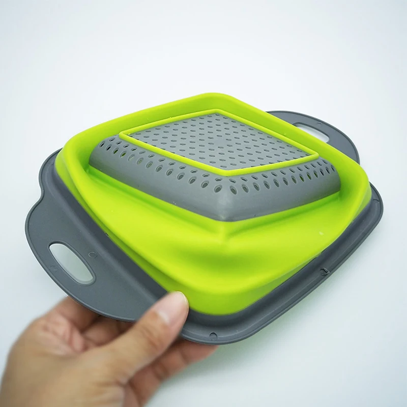 Square PP+TPR foldable strainer fruit and vegetable basket  fruit basket for kitchen
