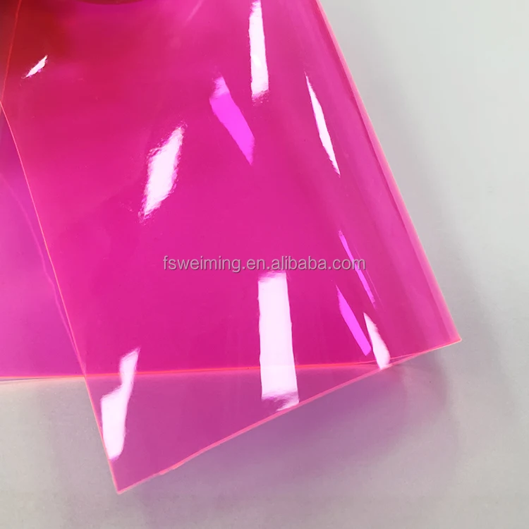 Customized Fluorescent Pink Color PVC Transparent Film For Bags