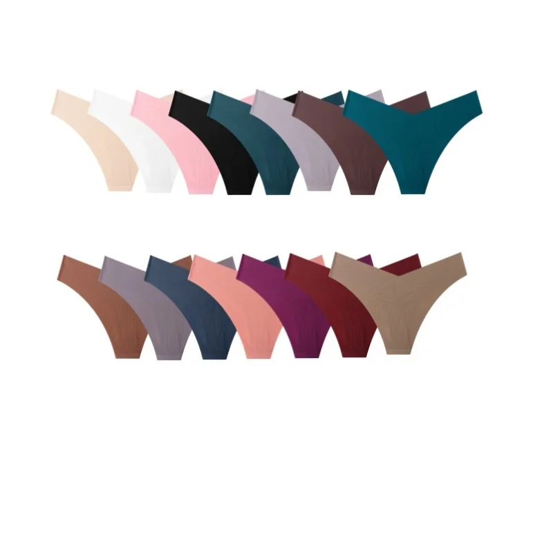 Low MOQ V Shaped Tanga Panties Underwear Women Sexy G-string Seamless Thong Traceless No Show Ice Silk for Ladies Woven Adults