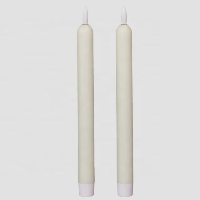 Set of 2 Wedding Decorative Ivory Wax  Battery Operated candles scented luxury LED Taper Candle