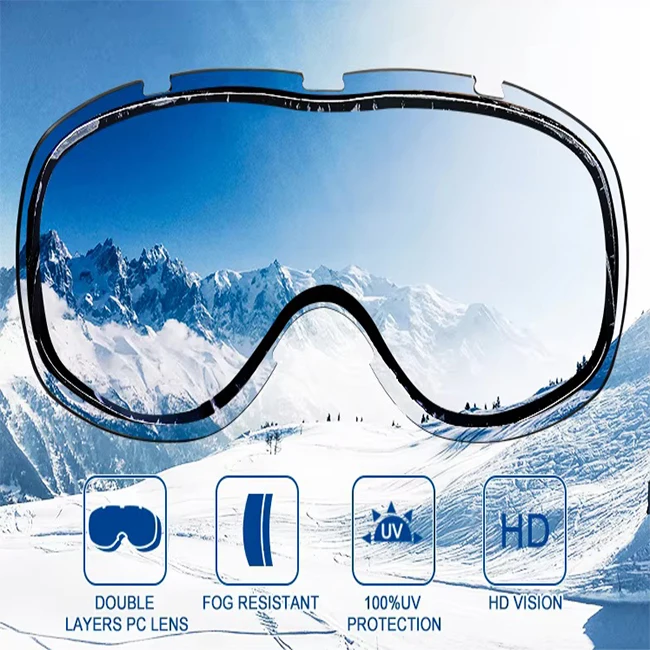 In-Stock Custom Ski Style Snow Goggles Anti-Fog Sports Eyewear for Ice Skating and Snowboarding
