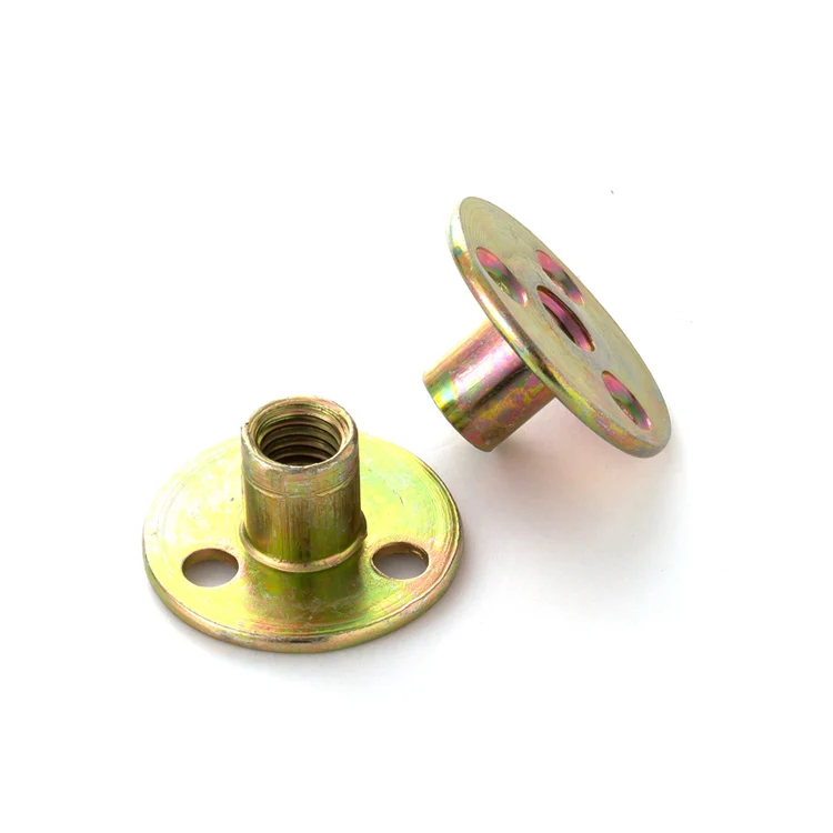 T Nut Fasteners China manufacture factory price Zinc plated round base T nut three brad hole tee nut