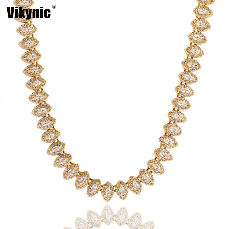 2021 New  Hip Hop CZ Iced Out Copper Inlaid Zircon Horse Eye Necklace full diamond Cuban Link Chain