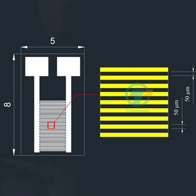 50 microns Interdigital finger electrode Quartz glass capacitor array MEMS Gas Creature Special sensor Photoelectric detection