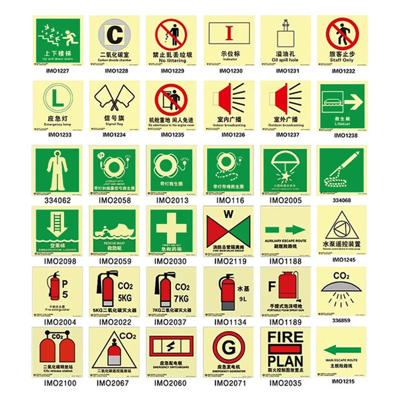 High quality IMO lifesaving and firefighting 150*150mm signal signs