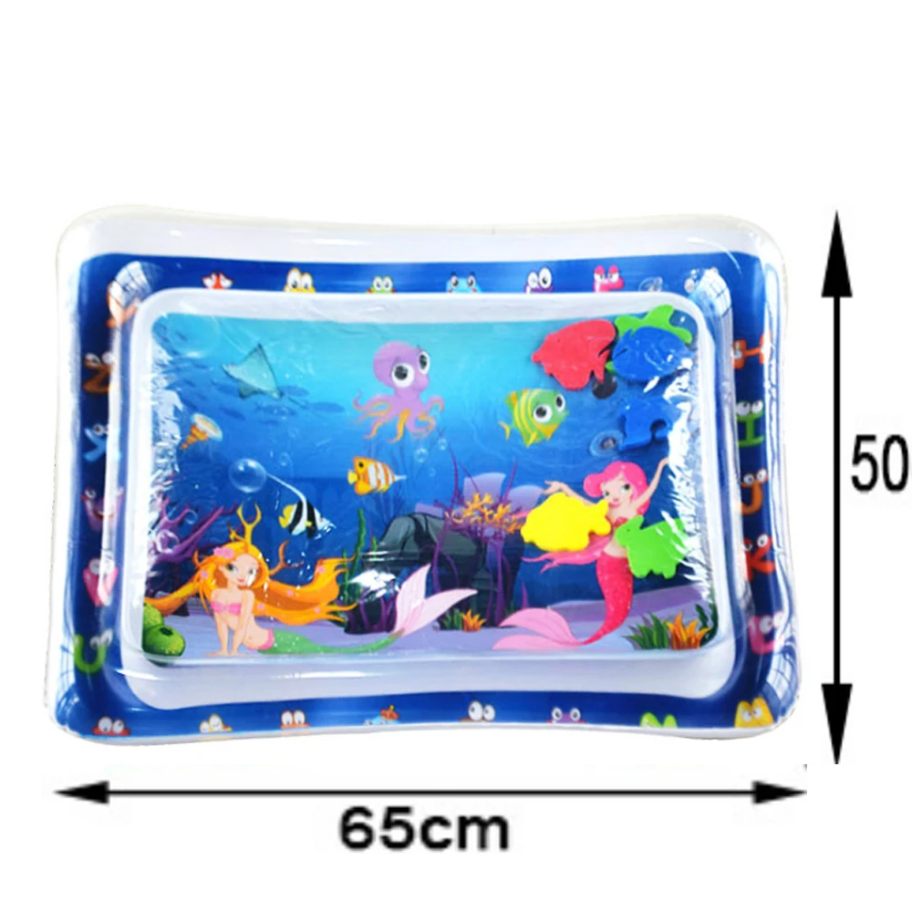 2025 Hot seller Water Play Mat Blue Fish Inflatable PVC Playing Mat Toddler Pad Kids Education Toys Mat Cushion