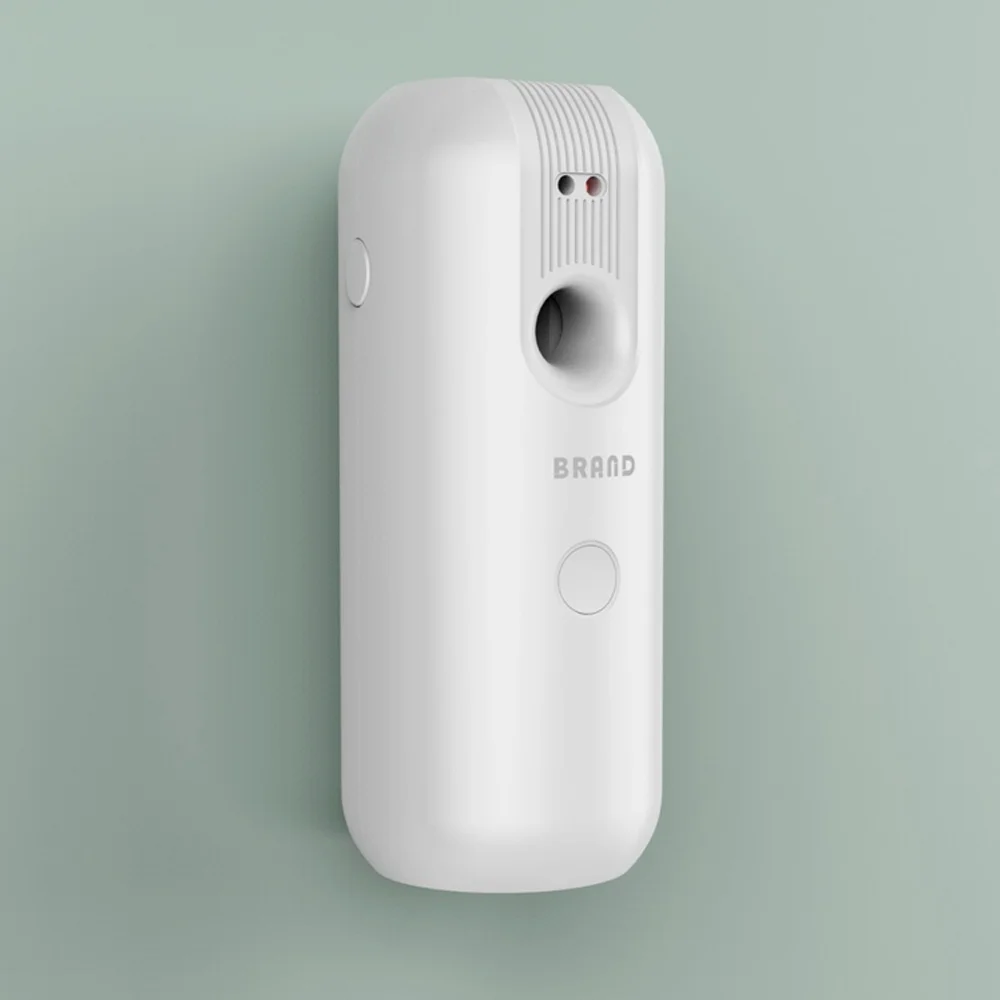 Home Indoor Wall Mounted Automatic Adjustable Fragrance Spray Plastic Button Air Freshener Dispenser for 250ml 300ml Refill Can