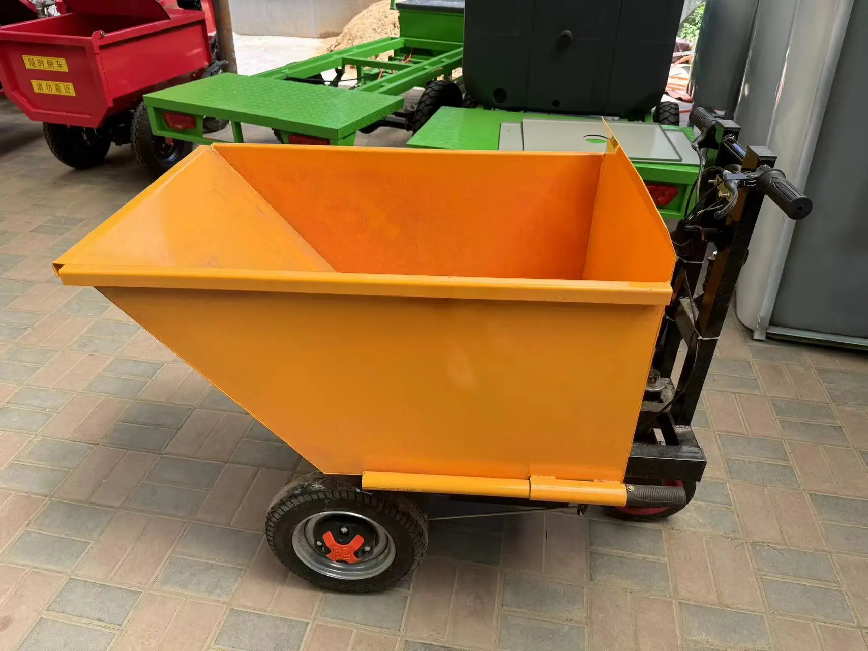Small Electric Hand Push Tool Cart Ash Engineering Dump Trolley Cargo Mining Electric Dump Truck Transport Tricycle